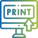 Icon of computer screen displaying 'Print' word