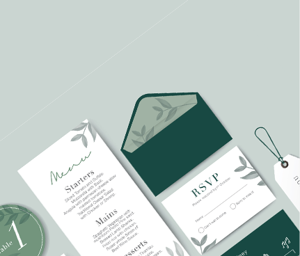 wedding invitations with envelope in olive tones